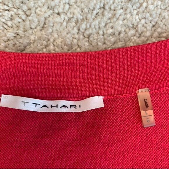 TAHARI pink long sleeve cardigan sweater Sz L - Picture 5 of 10